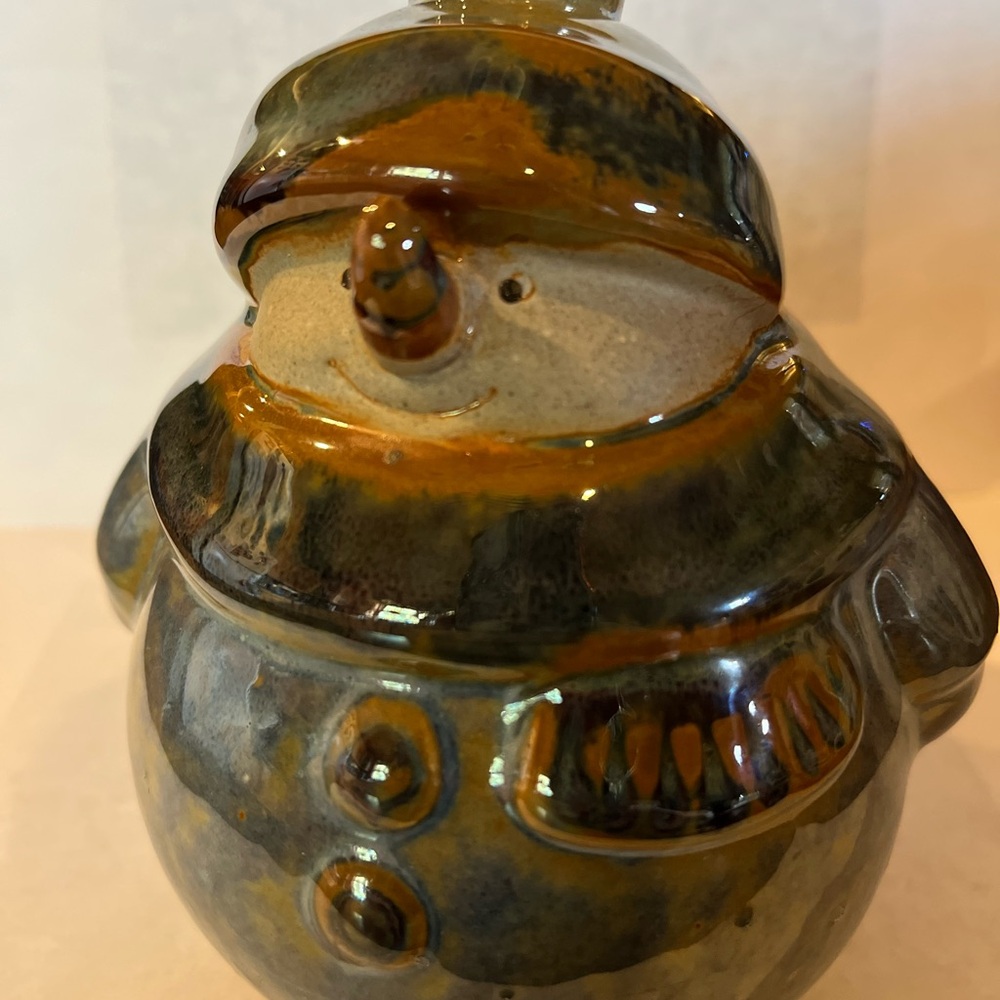 Kirklands Ceramic Snowman Figurine - Green and Orange
